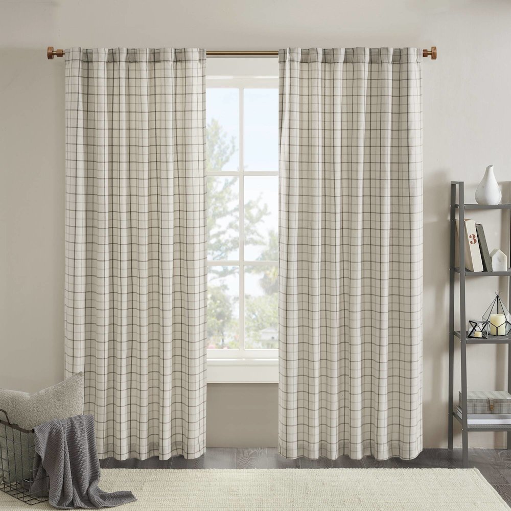 Anaheim Plaid Rod Pocket and Back Tab Curtain Panel with Fleece Lining