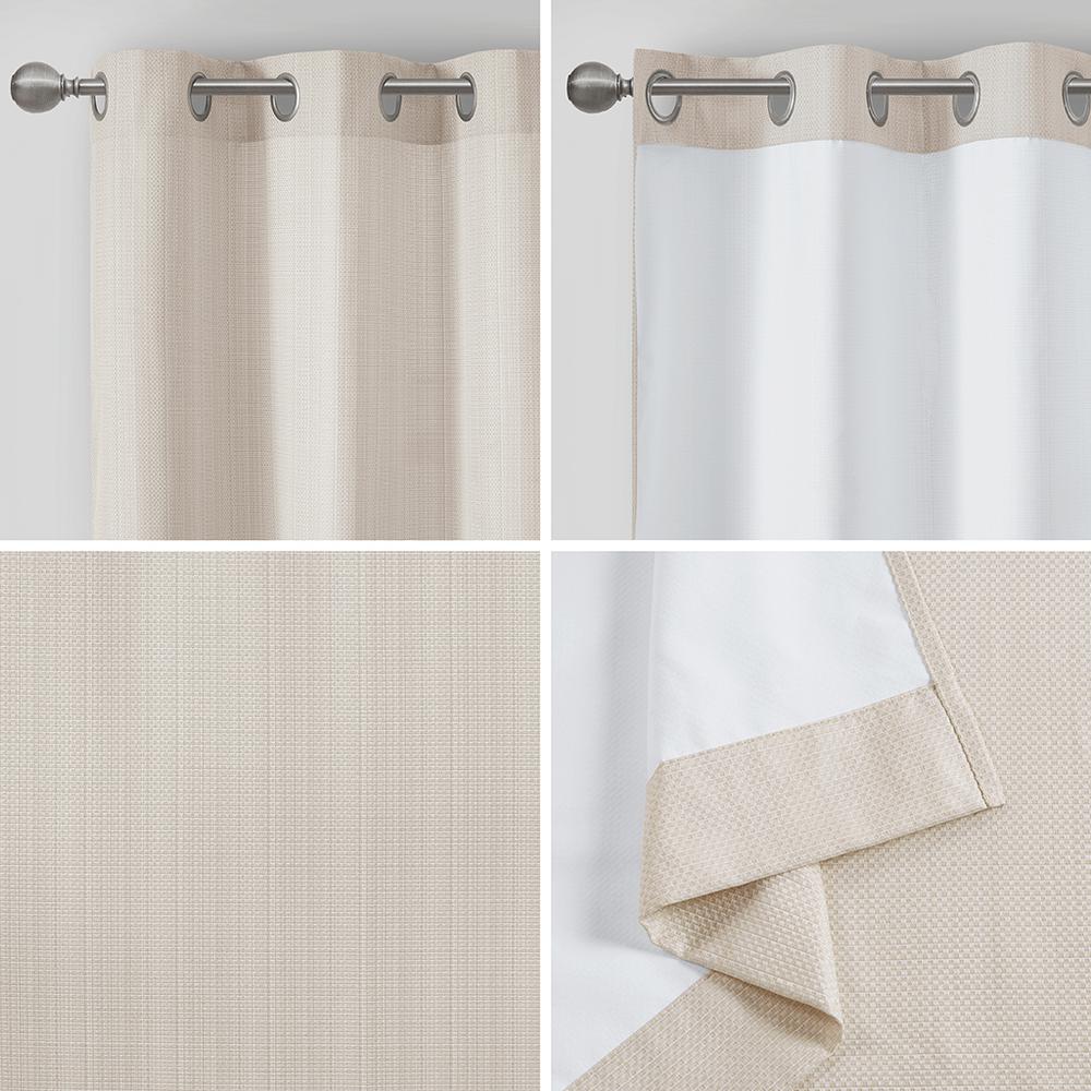 Basketweave Room Darkening Curtain Panel Pair