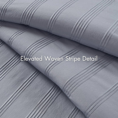Logan Woven Striped Comforter Set, Blue/Grey color