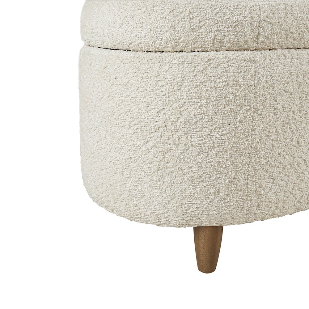 Bailey Boucle Flip Top Storage Bench in Cream Color
