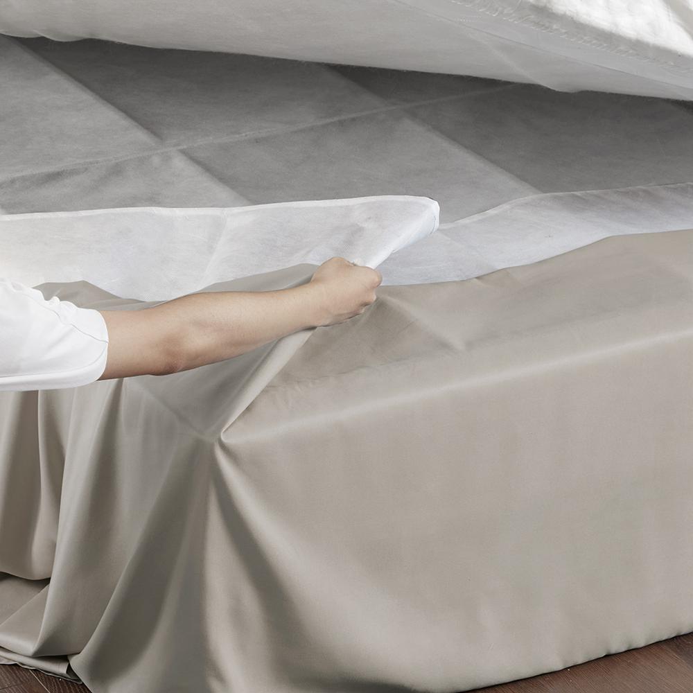 Simple Fit Wrap Around Adjustable Bedskirt, Khaki color