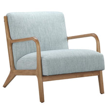 Blue Accent Chair with Rubber Solid Wood Frame for Living Room and Bedroom