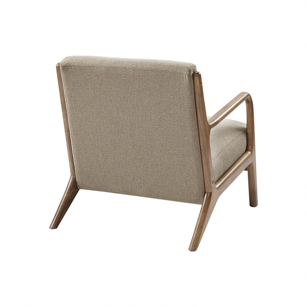 Gray Accent Chair with Rubber Solid Wood Frame for Living Room or Bedroom