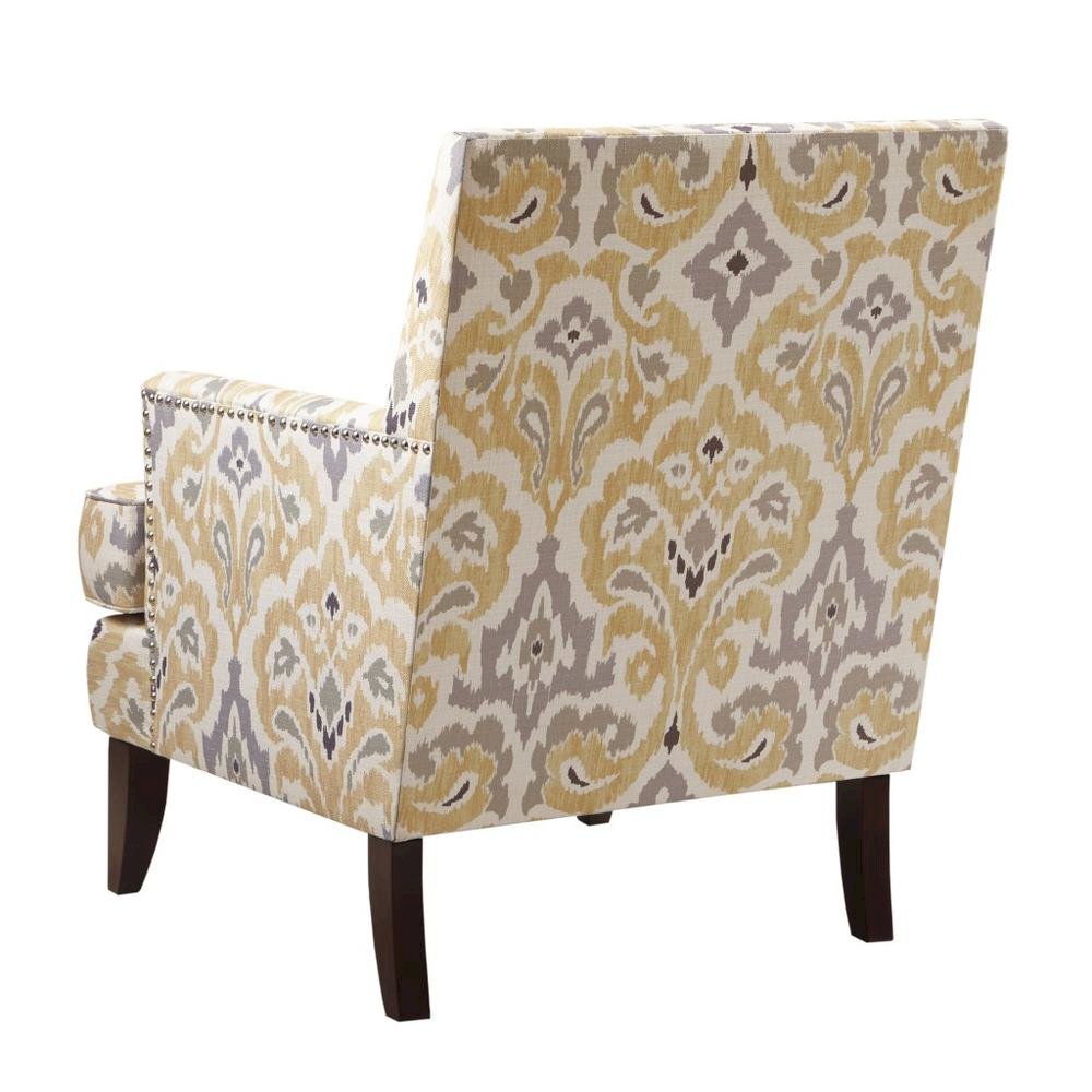 Yellow Gray Accent Chair with Select Hardwoods Frame and Birch Wood Legs