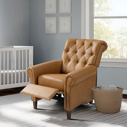 Aidan Upholstered Manual Push Back Recliner Chair with Nailheads