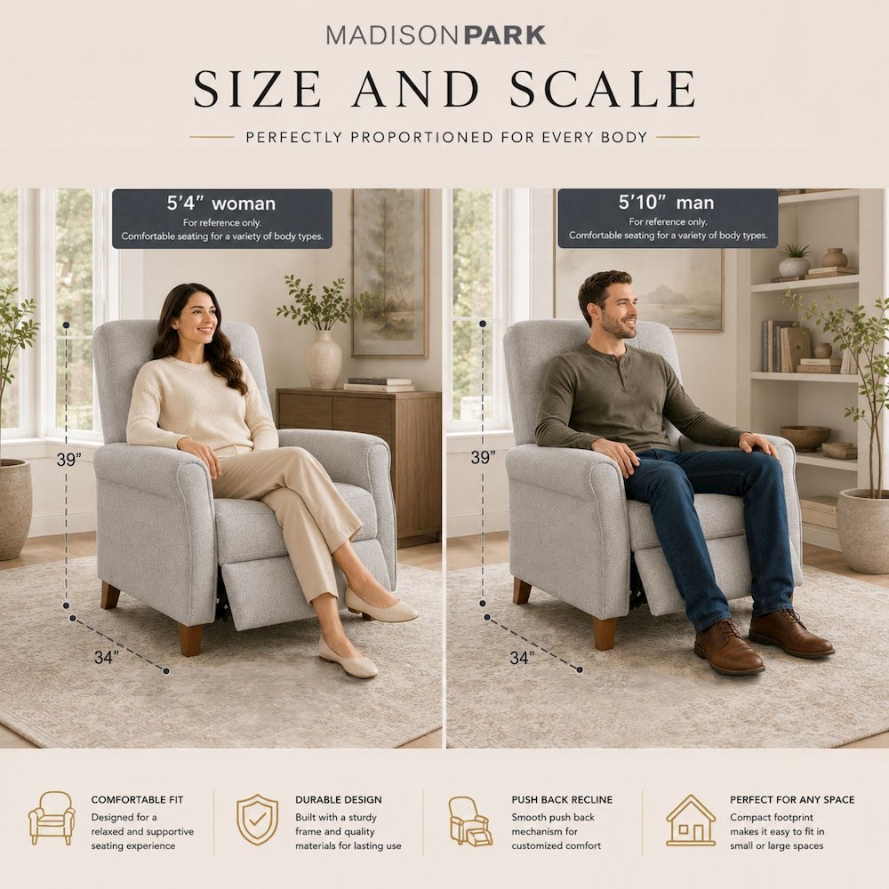 Marena Upholstered Manual Push Back Recliner