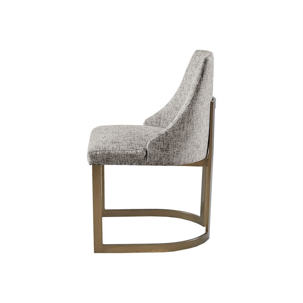 Set of 2 Gray Modern Dining Chairs with Metal Frame for Dining Room
