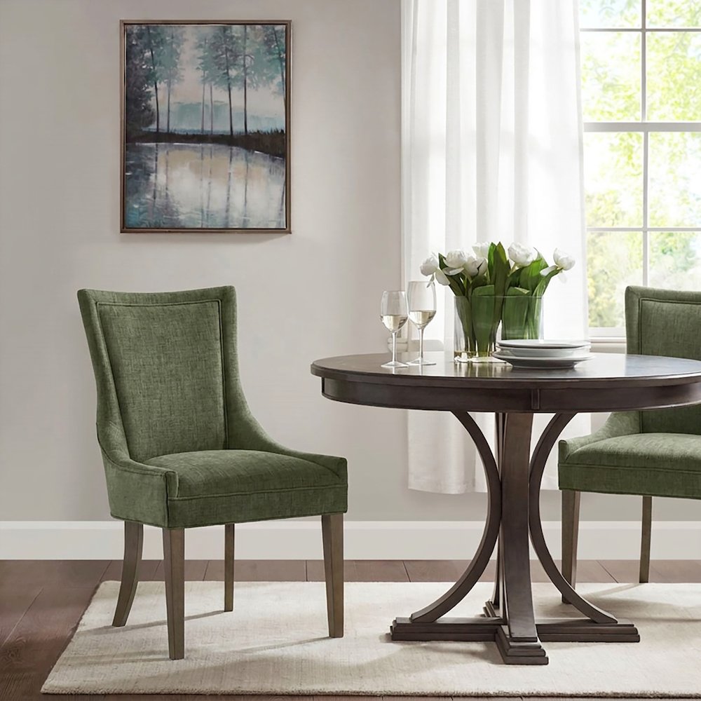 Ultra Upholstered Dining Side Chairs with wood legs (Set of 2)