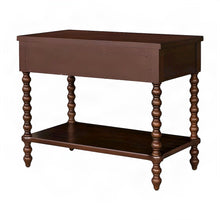 Beckett Solid Wood Veneer Nightstand with Drawer and Open Shelf, Morocco Brown