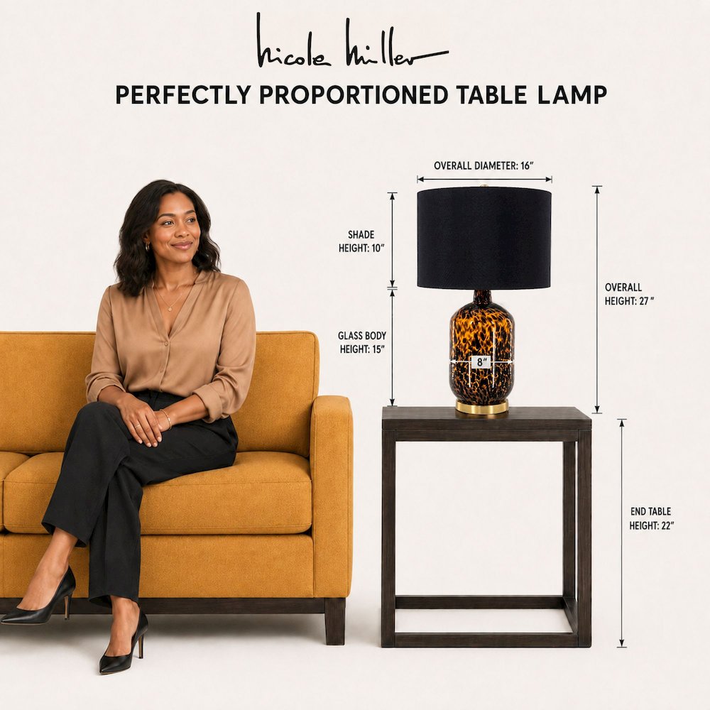 Roux Leopard Pattern Glass Table Lamp