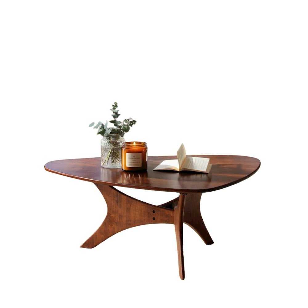 Solid Wood Mid Century Modern Coffee Table, Abstract Living Room Accent Piece