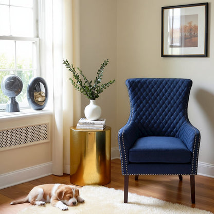 Blue Mid Century Modern Chair, Wooden Comfy Lounge Chair Living Room