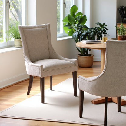 Beige Dining Chairs Set of 2, Mid Century Upholstered Chairs for Dining Table