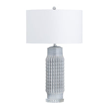 Set Of 2 Powdered Blue Ceramic Lamps With Crystal Bases