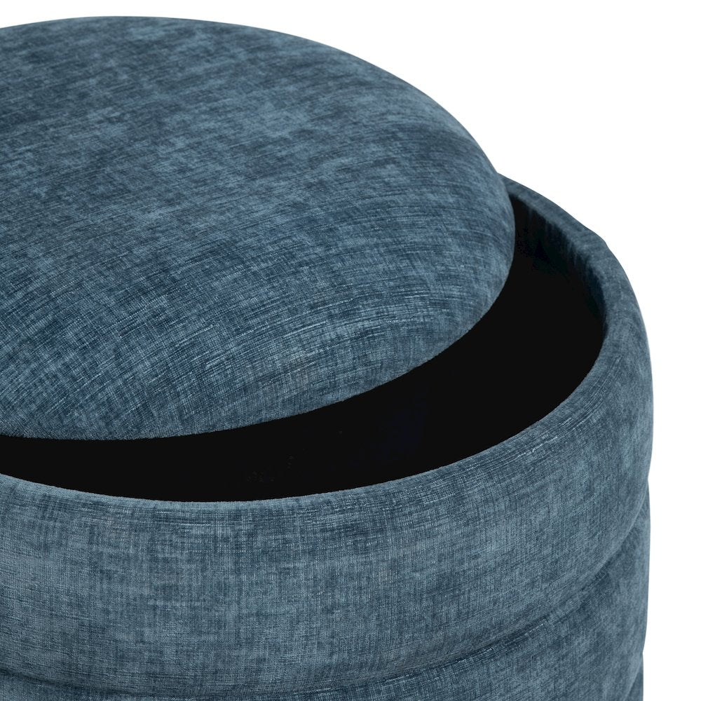 Navy Blue Round Ottoman W/ Storage
