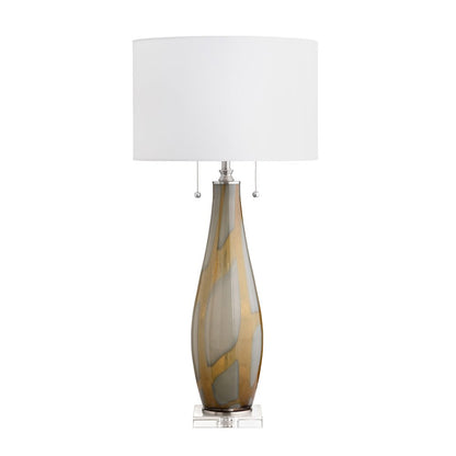Set Of 2 Glass Table Lamp With Linen Shade