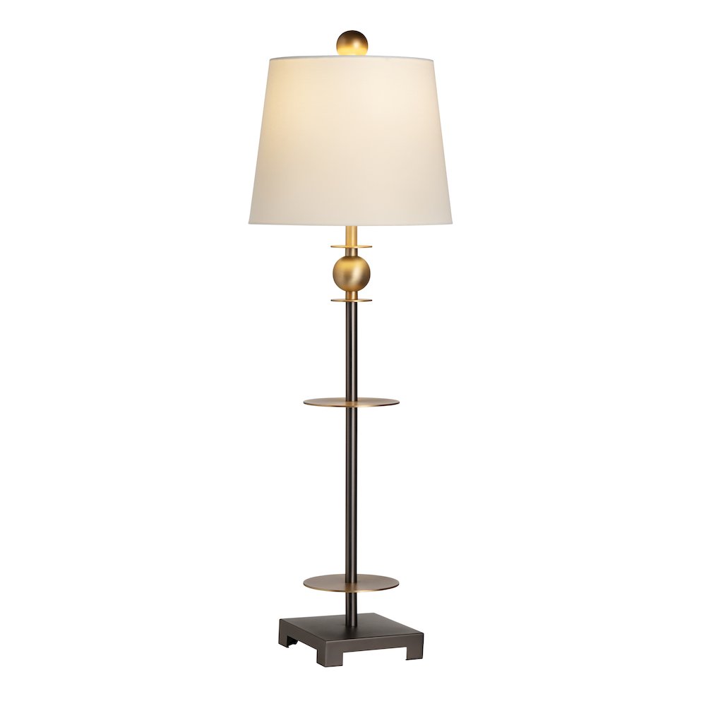Set Of 2 Metal Buffet Lamp With Linen Shade