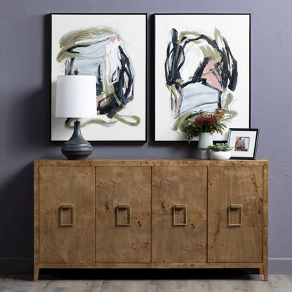 72" Mappa Burl 4-Door Media Credenza