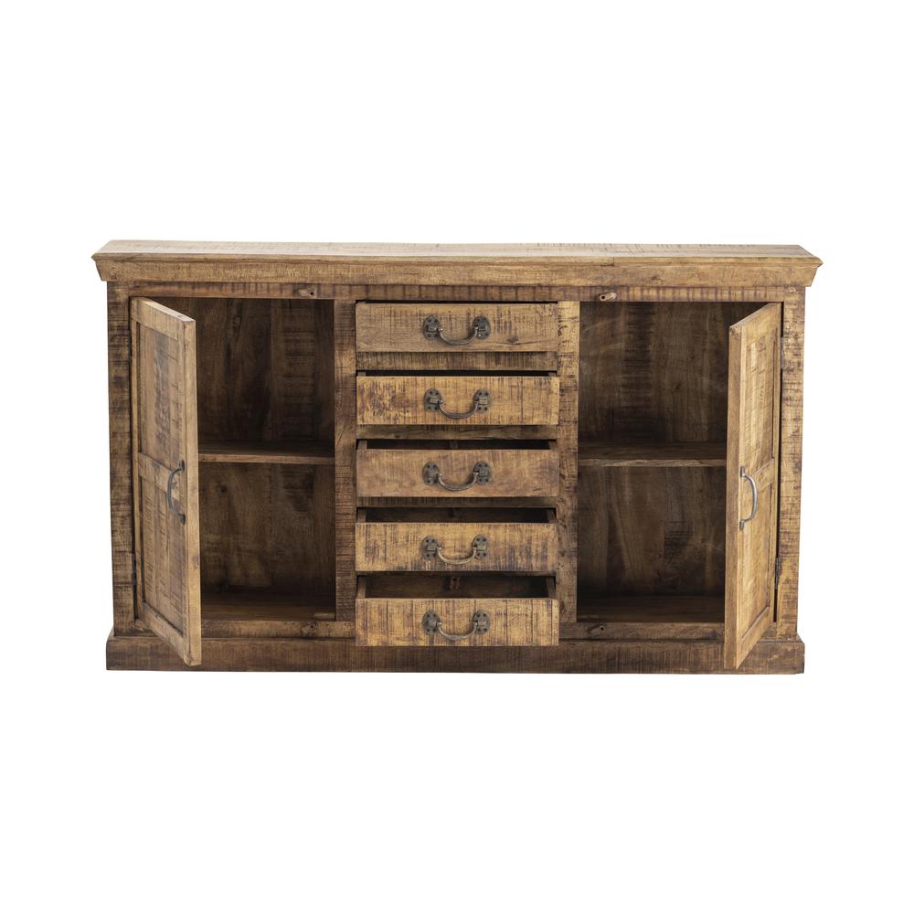 Crestview Collection Bengal Manor Mango Wood 5 Drawer 2 Door Sideboard, Brown