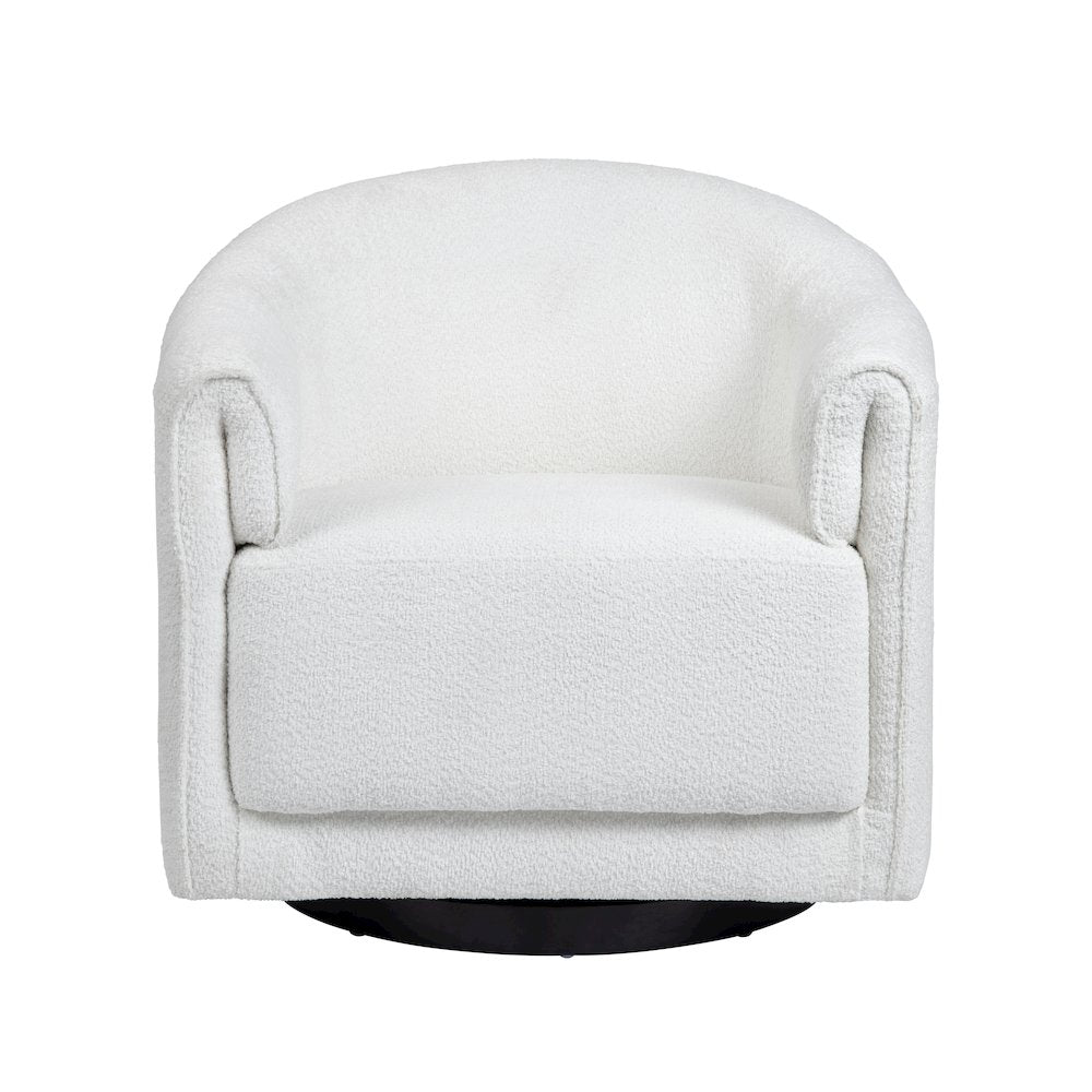 Light Cream Textured Upholstered Swivel Accent Chair
