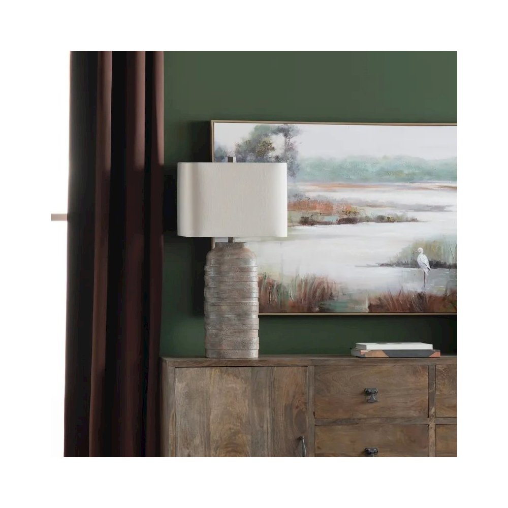30.5" Coastal Multicolor Resin Table Lamp with Textured Grey-Brown Finish