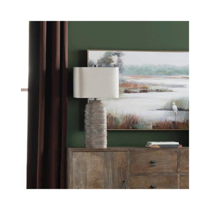30.5" Coastal Multicolor Resin Table Lamp with Textured Grey-Brown Finish