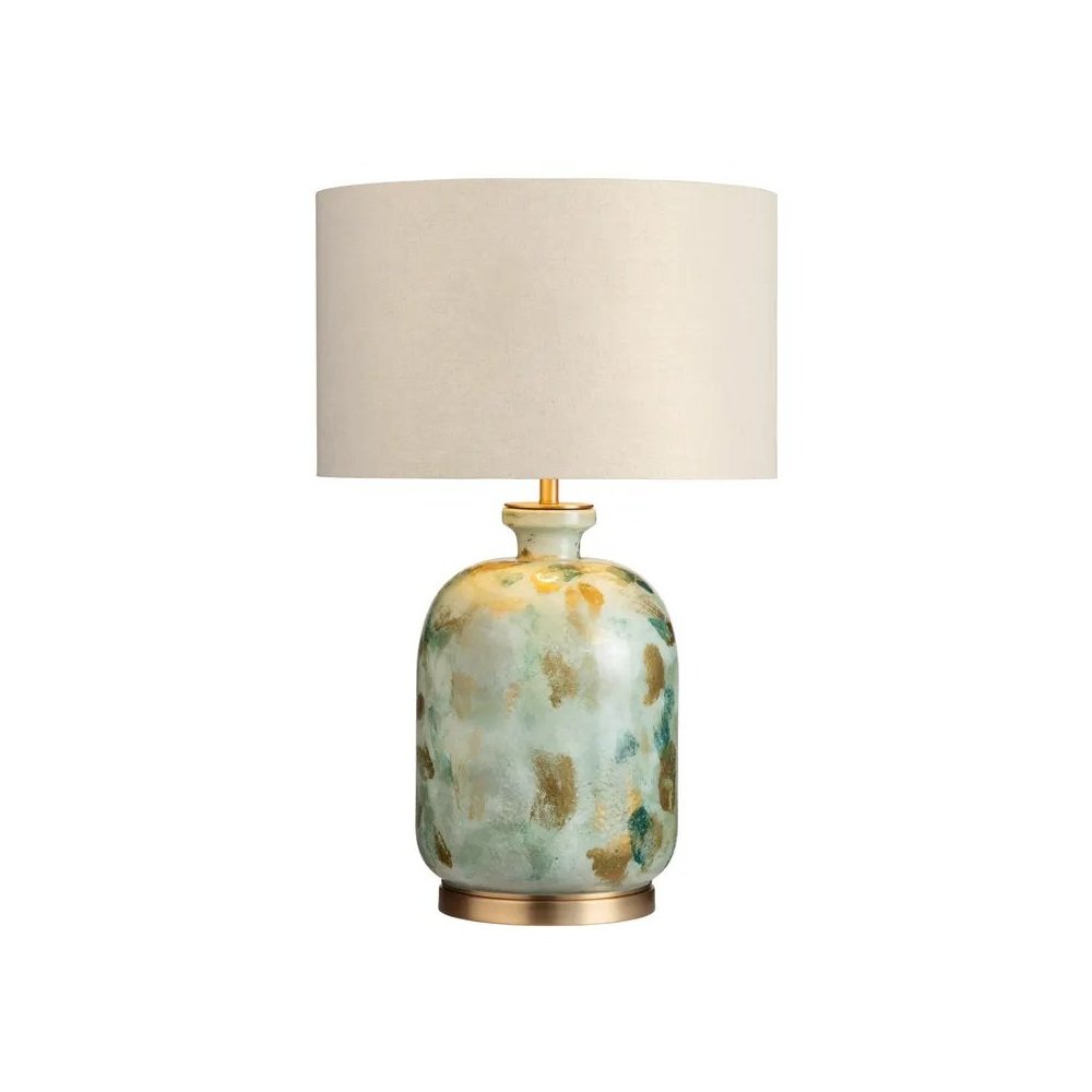 29" Transitional Multicolor Glass Table Lamp with Gold Accents