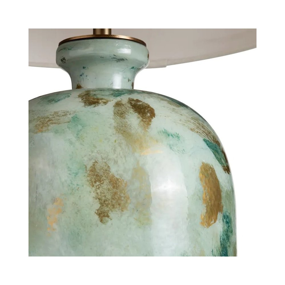 29" Transitional Multicolor Glass Table Lamp with Gold Accents