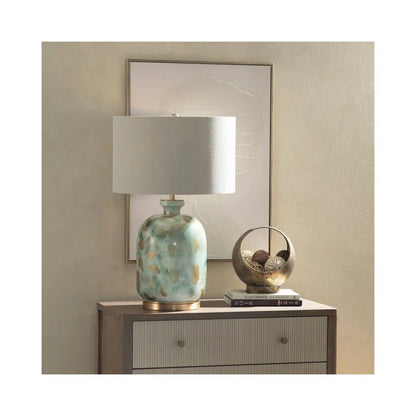 29" Transitional Multicolor Glass Table Lamp with Gold Accents