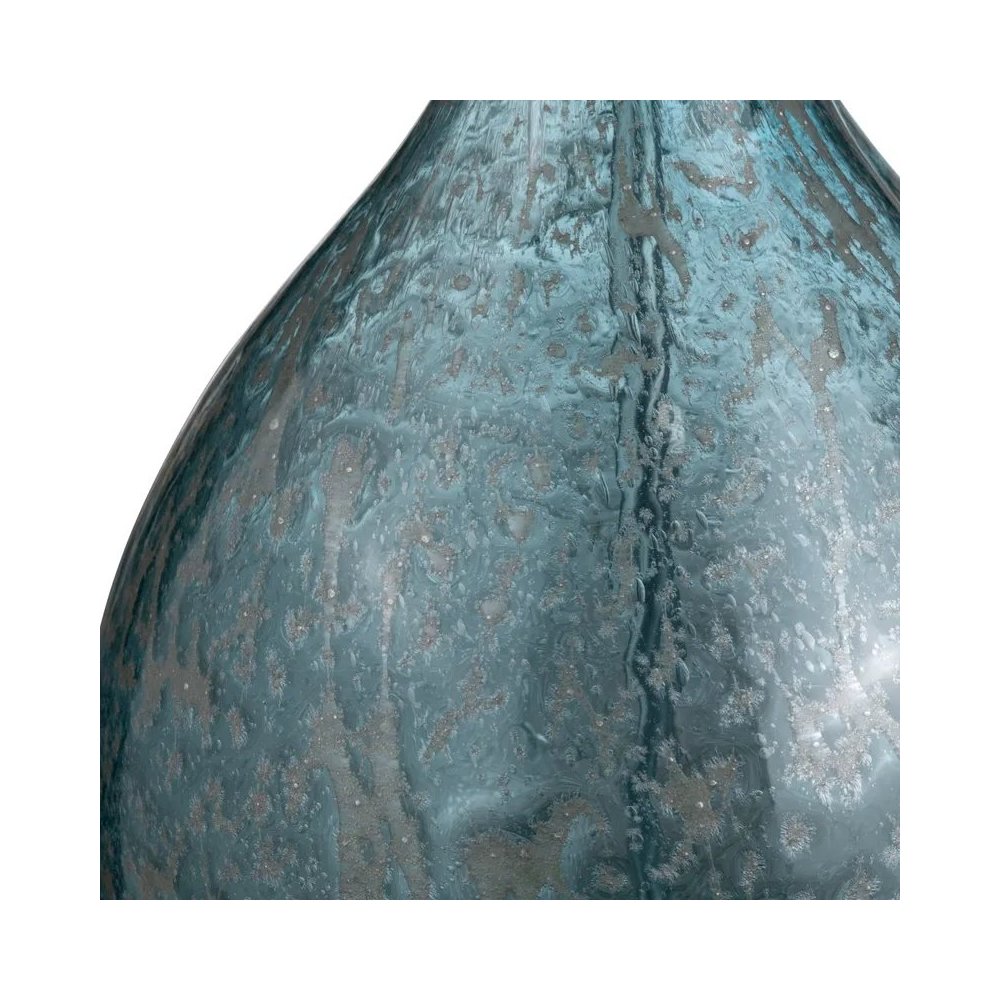 32.25" Transitional Blue Glass Table Lamp with Silver Accents