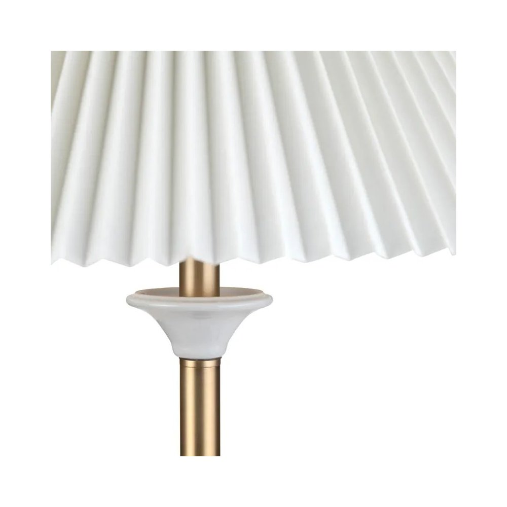 65.75" Transitional White Ceramic Floor Lamp with Gold Metal Accents