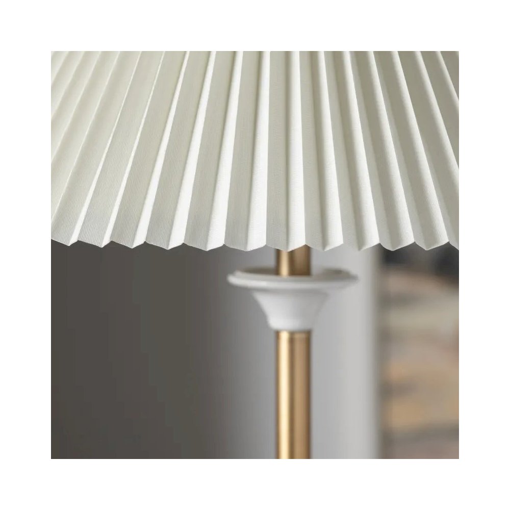 65.75" Transitional White Ceramic Floor Lamp with Gold Metal Accents