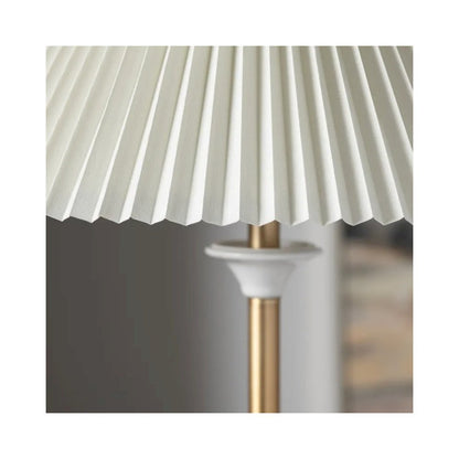 65.75" Transitional White Ceramic Floor Lamp with Gold Metal Accents