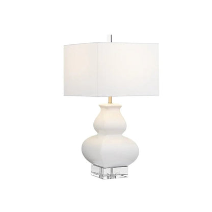 30" Transitional Off-White Ceramic Table Lamp with Textured White Shade