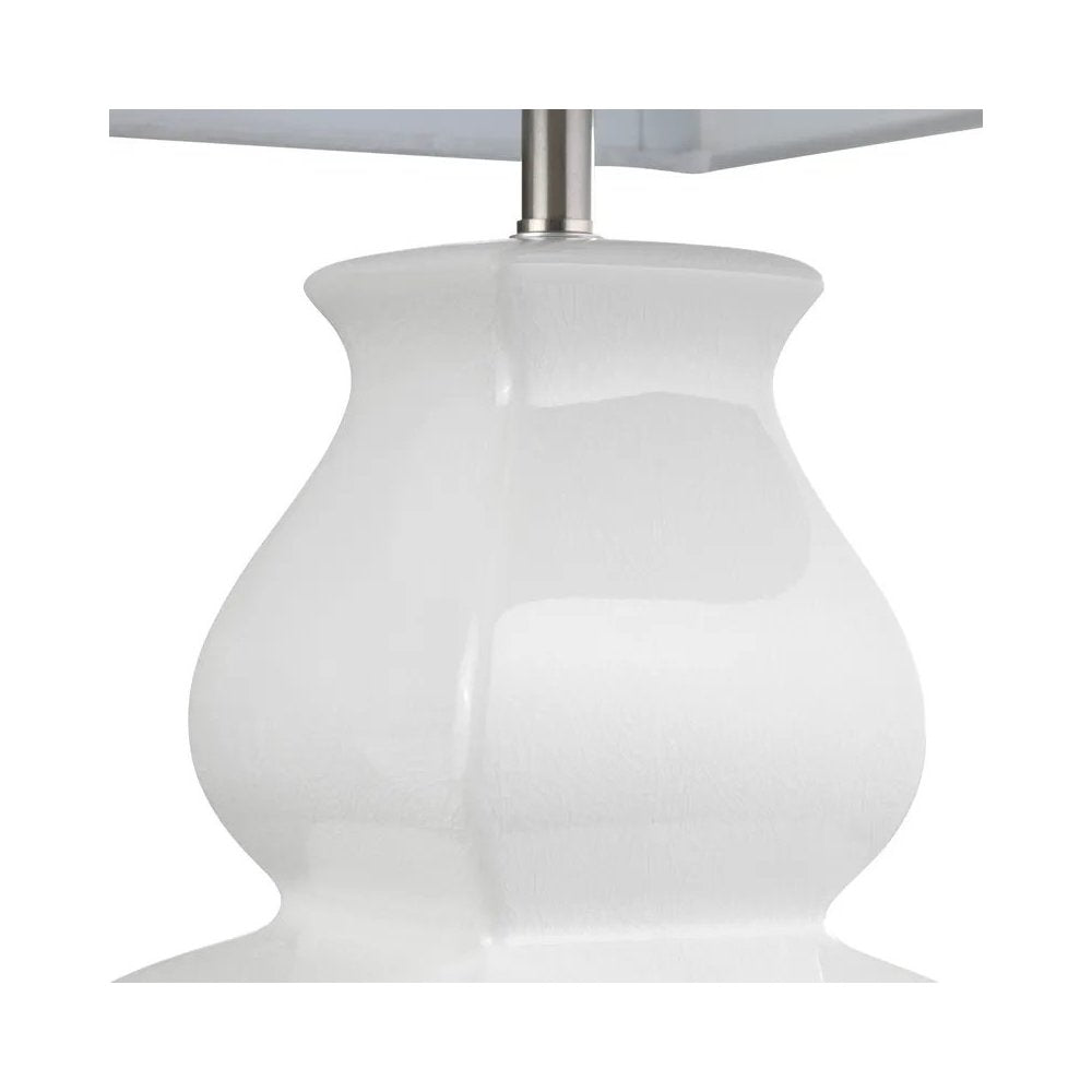 30" Transitional Off-White Ceramic Table Lamp with Textured White Shade