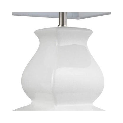 30" Transitional Off-White Ceramic Table Lamp with Textured White Shade