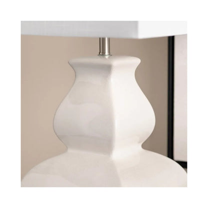 30" Transitional Off-White Ceramic Table Lamp with Textured White Shade