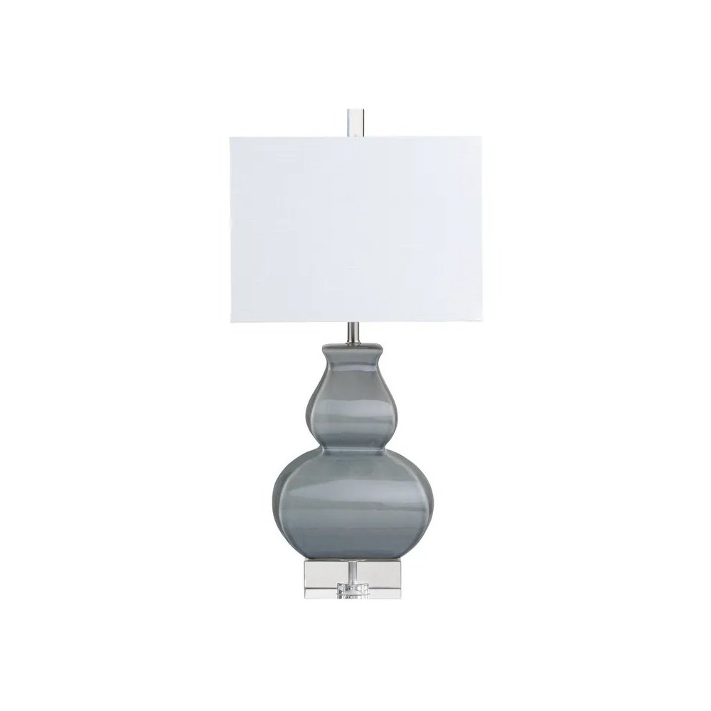 30" Transitional Grey Ceramic Table Lamp with Textured White Shade