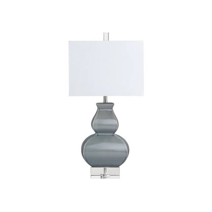 30" Transitional Grey Ceramic Table Lamp with Textured White Shade