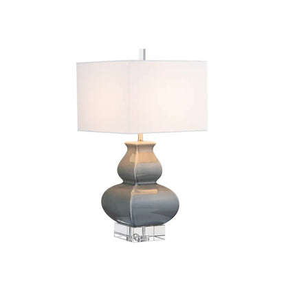 30" Transitional Grey Ceramic Table Lamp with Textured White Shade