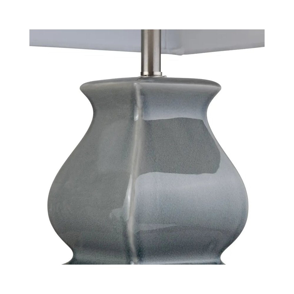 30" Transitional Grey Ceramic Table Lamp with Textured White Shade