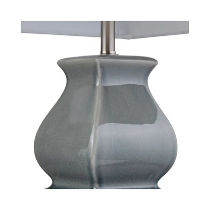 30" Transitional Grey Ceramic Table Lamp with Textured White Shade