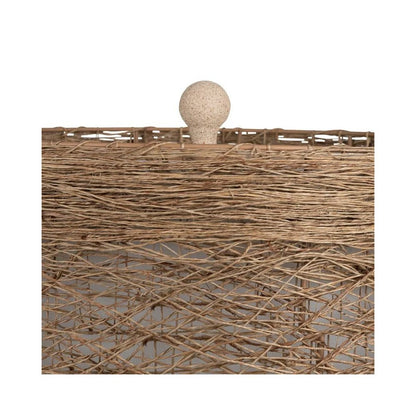 63" Transitional Gold Metal Floor Lamp with Woven Rattan Shade