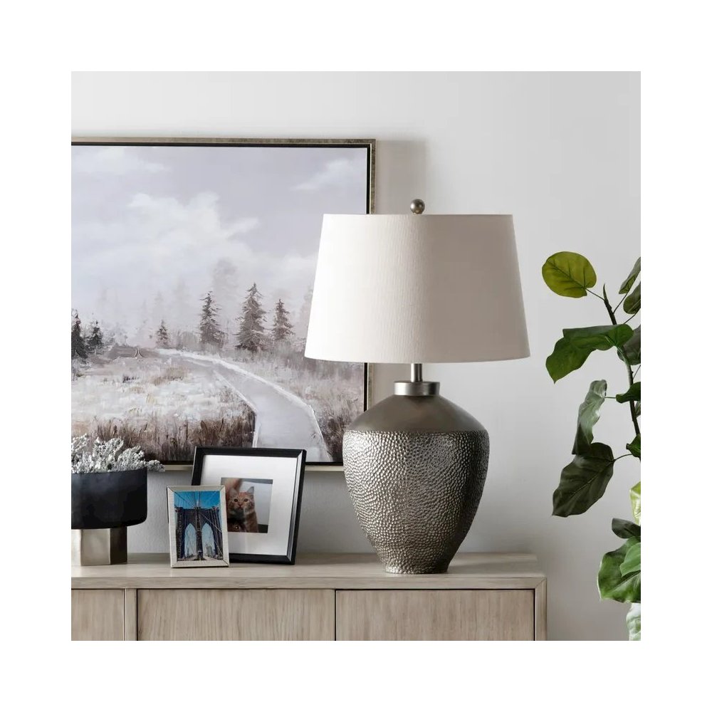 31.5" Transitional Textured Grey Resin Urn Table Lamp