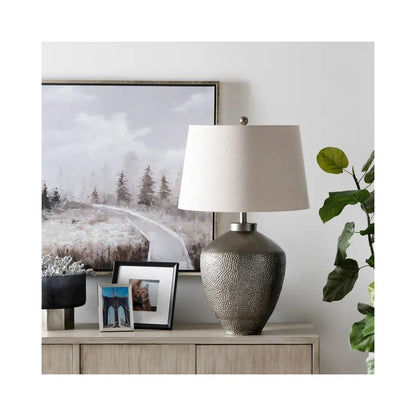31.5" Transitional Textured Grey Resin Urn Table Lamp