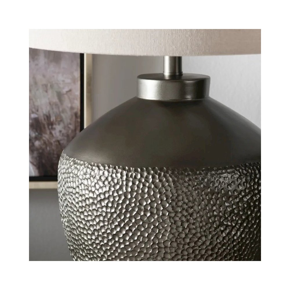 31.5" Transitional Textured Grey Resin Urn Table Lamp