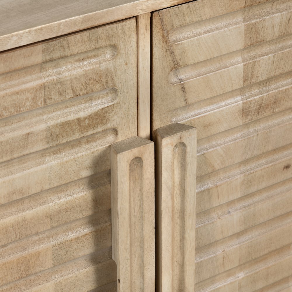 86" Natural Brown 4-Door Media Credenza_ Sideboard