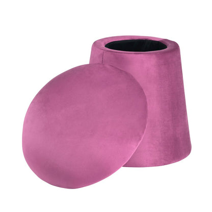 Hot Pink Velvet Mushroom Ottoman W/ Storage