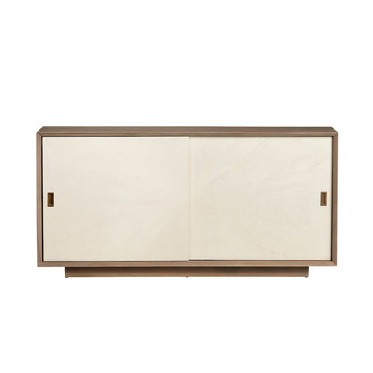 64.5" Natural Brown 2 Sliding Door Media Credenza