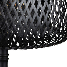 37.5"H Black Metal Buffet Lamp With Rattan Shade